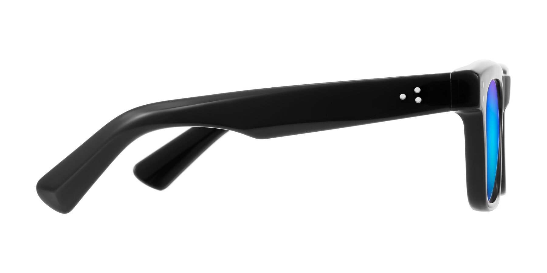 Side of Paisley in Black with Blue Mirrored Lenses