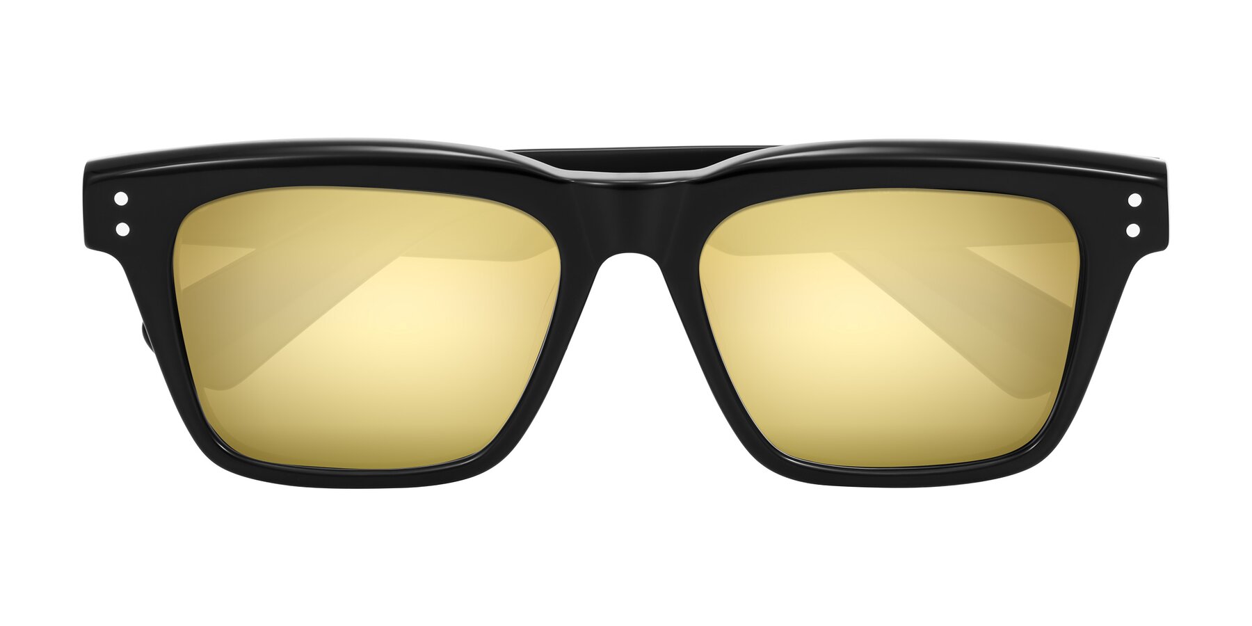 Folded Front of Paisley in Black with Gold Mirrored Lenses