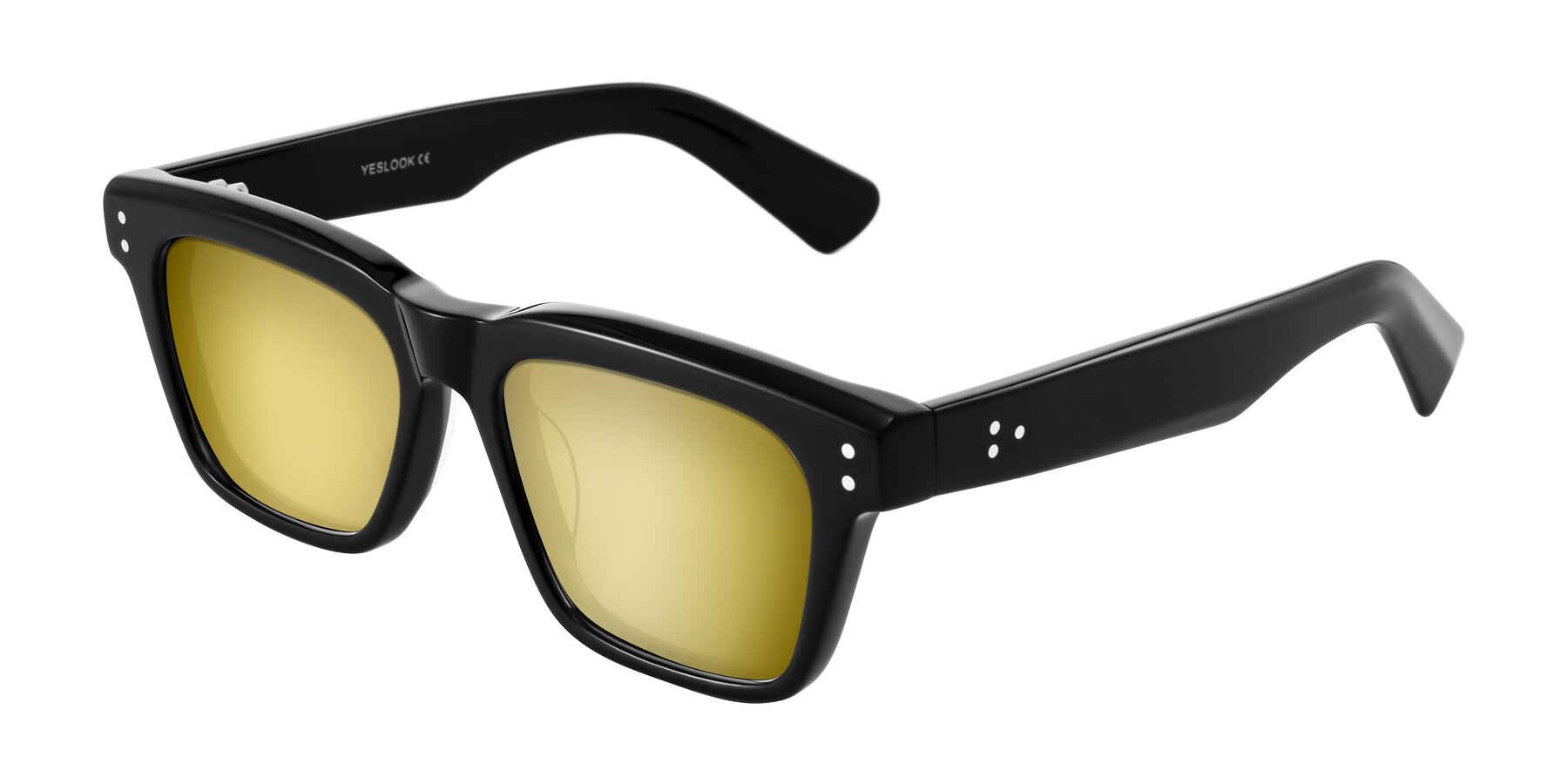 Angle of Paisley in Black with Gold Mirrored Lenses