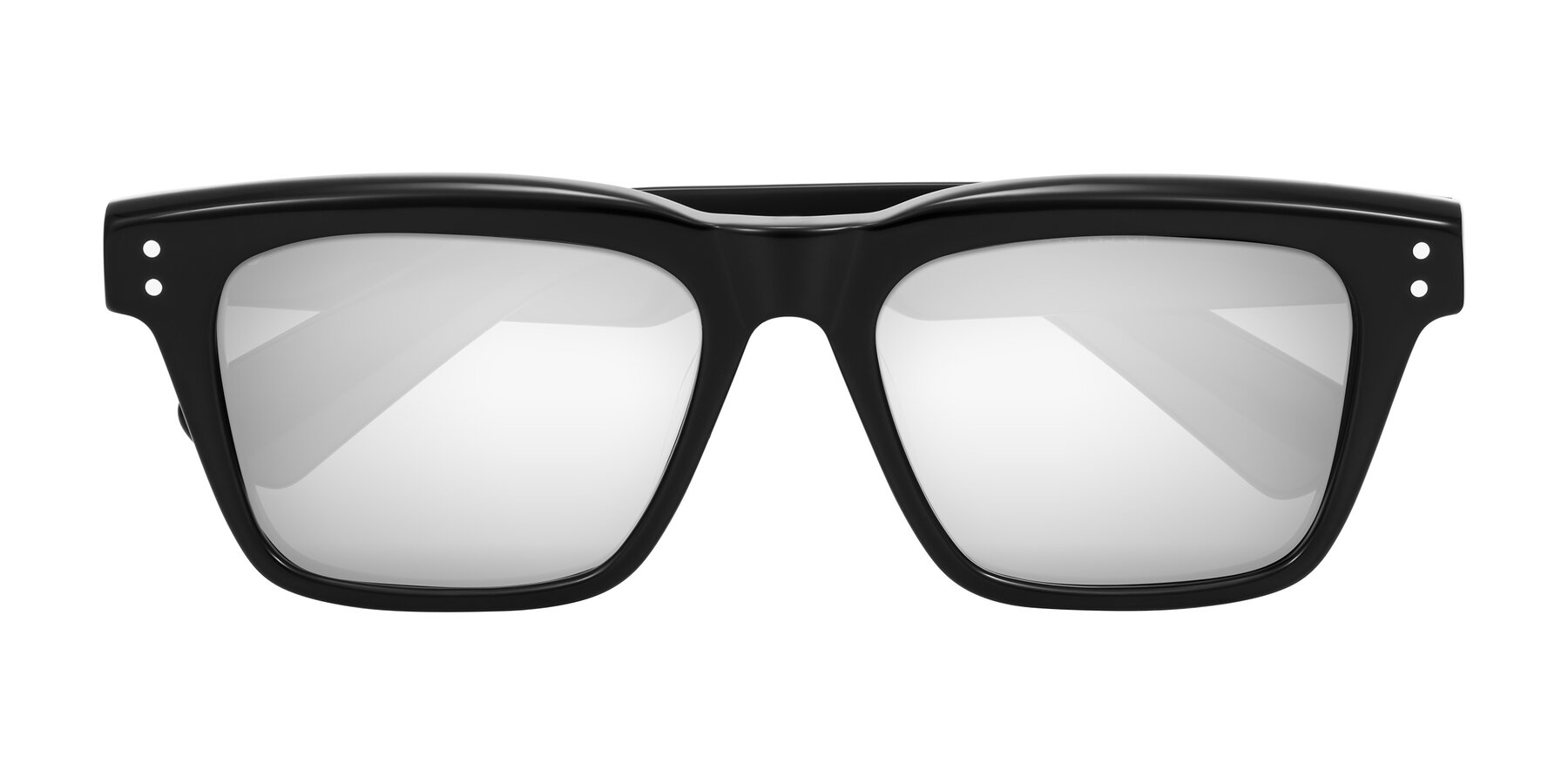 Folded Front of Paisley in Black with Silver Mirrored Lenses