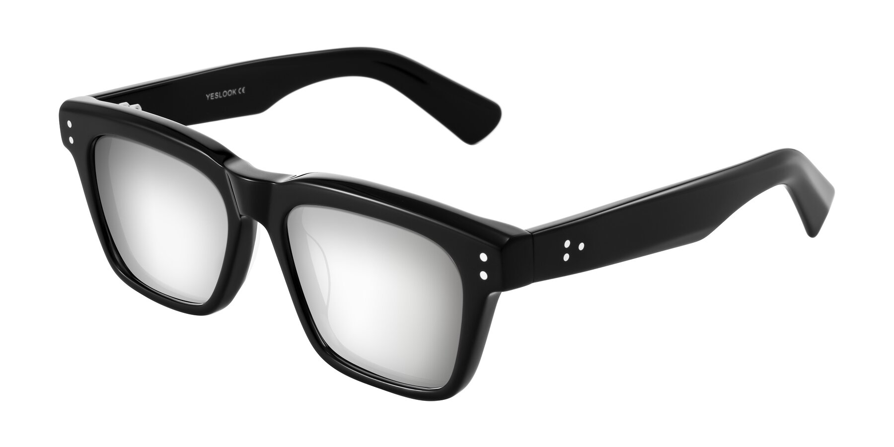 Angle of Paisley in Black with Silver Mirrored Lenses