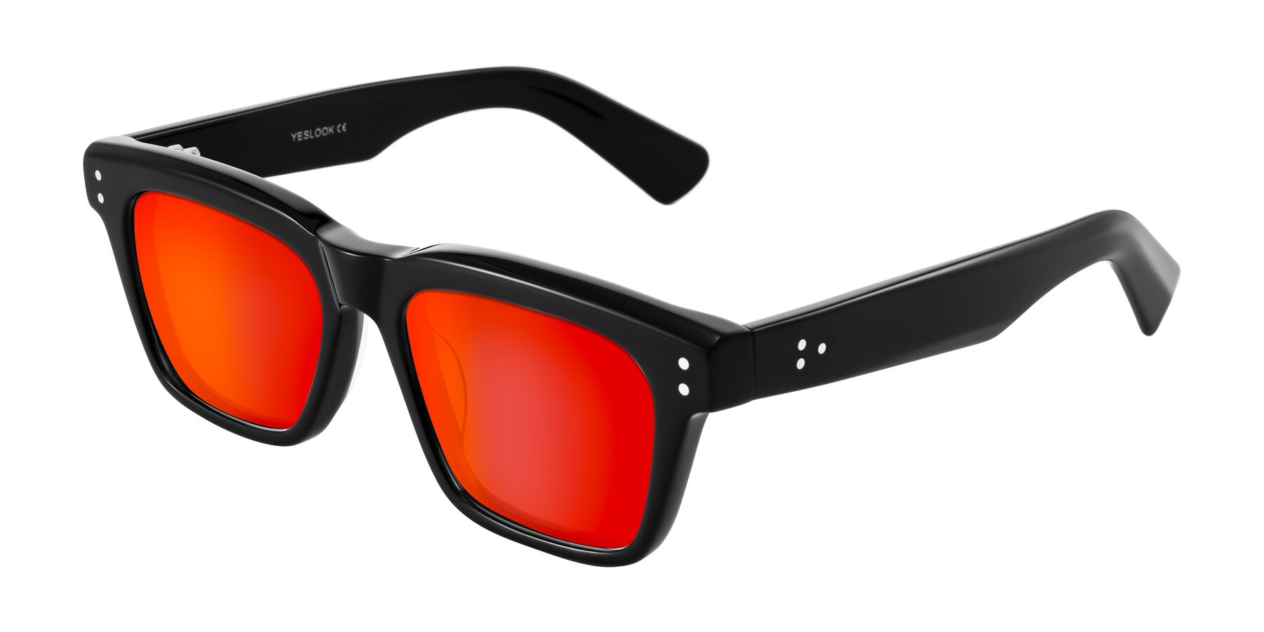 Angle of Paisley in Black with Red Gold Mirrored Lenses