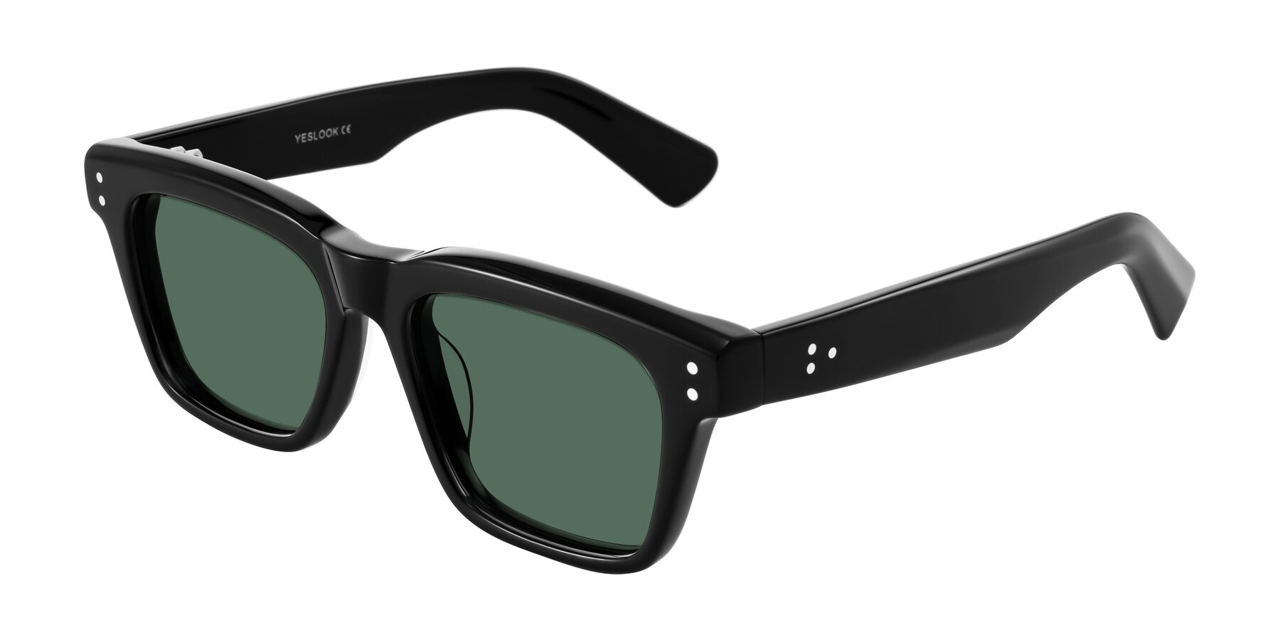 Angle of Paisley in Black with Green Polarized Lenses