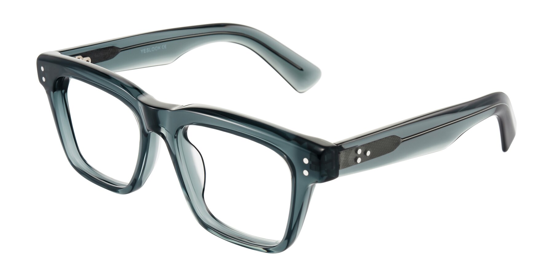 Angle of Paisley in Translucent Gray with Clear Reading Eyeglass Lenses