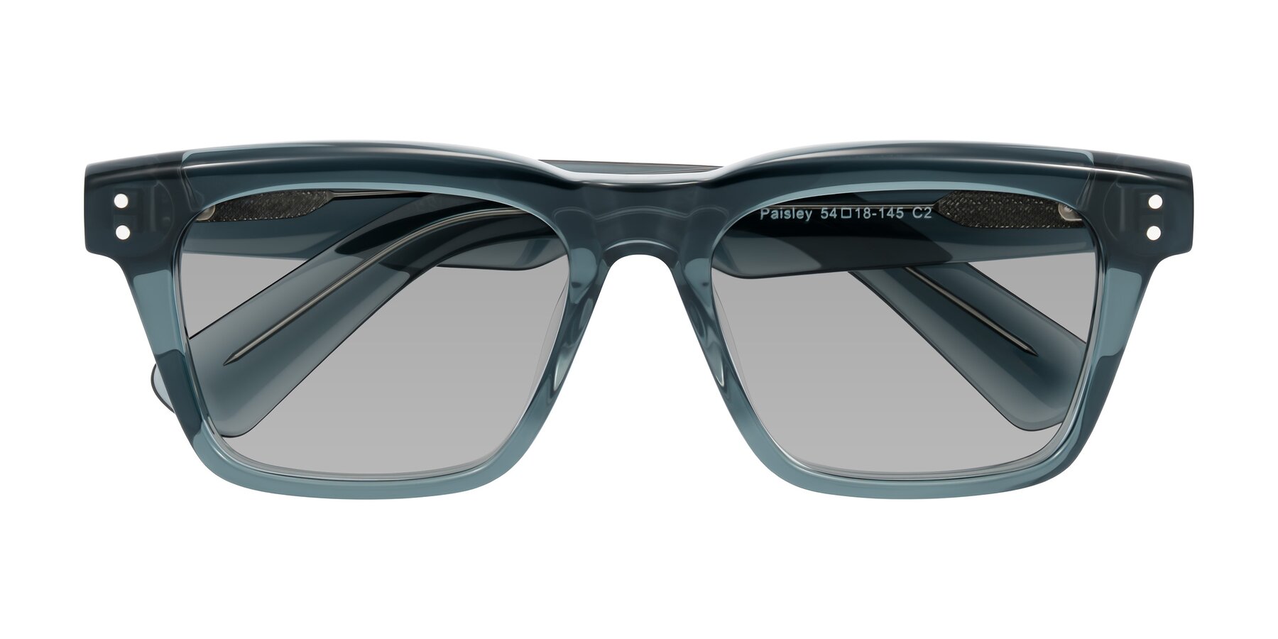 Folded Front of Paisley in Translucent Gray with Light Gray Tinted Lenses