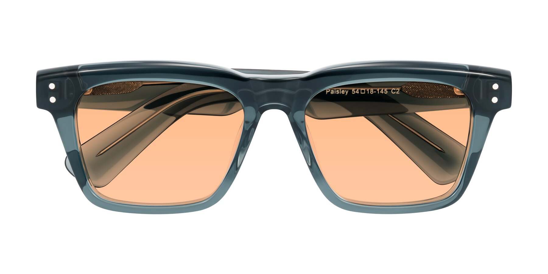 Folded Front of Paisley in Translucent Gray with Light Orange Tinted Lenses