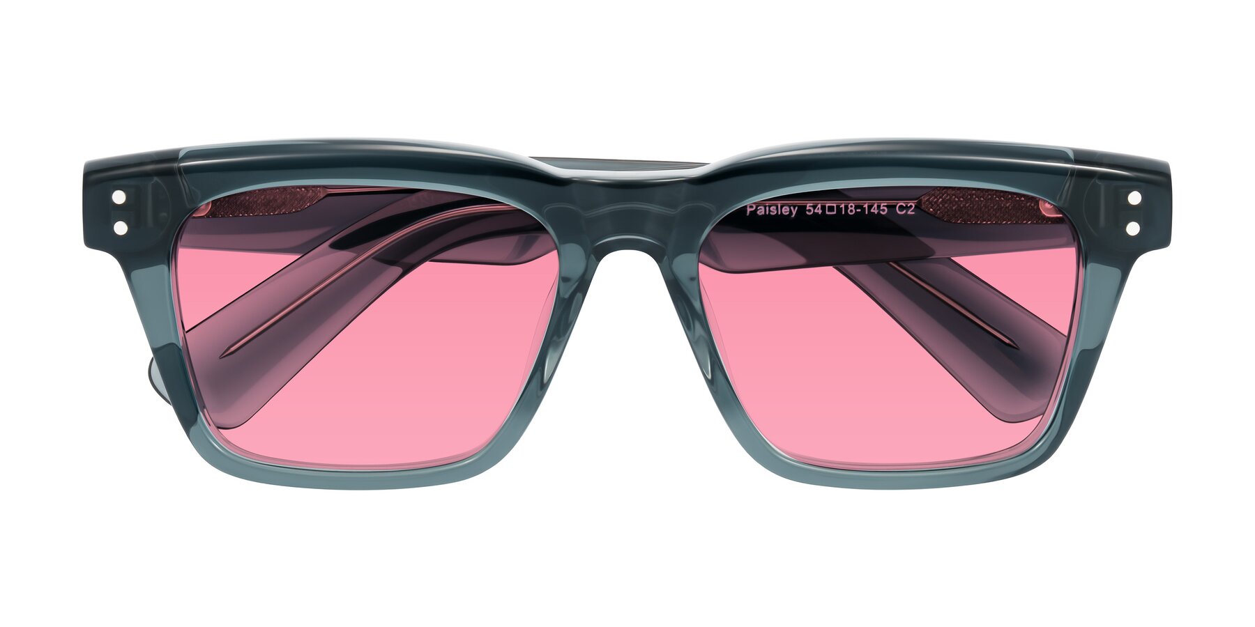 Folded Front of Paisley in Translucent Gray with Pink Tinted Lenses