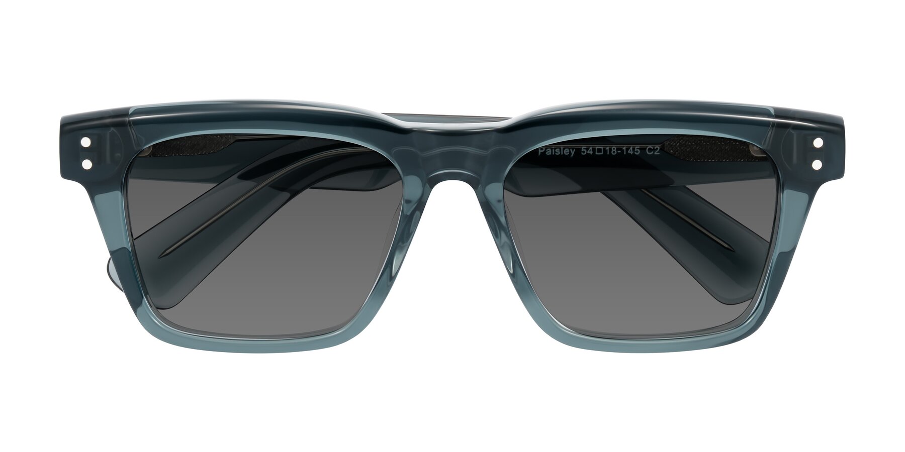 Folded Front of Paisley in Translucent Gray with Medium Gray Tinted Lenses