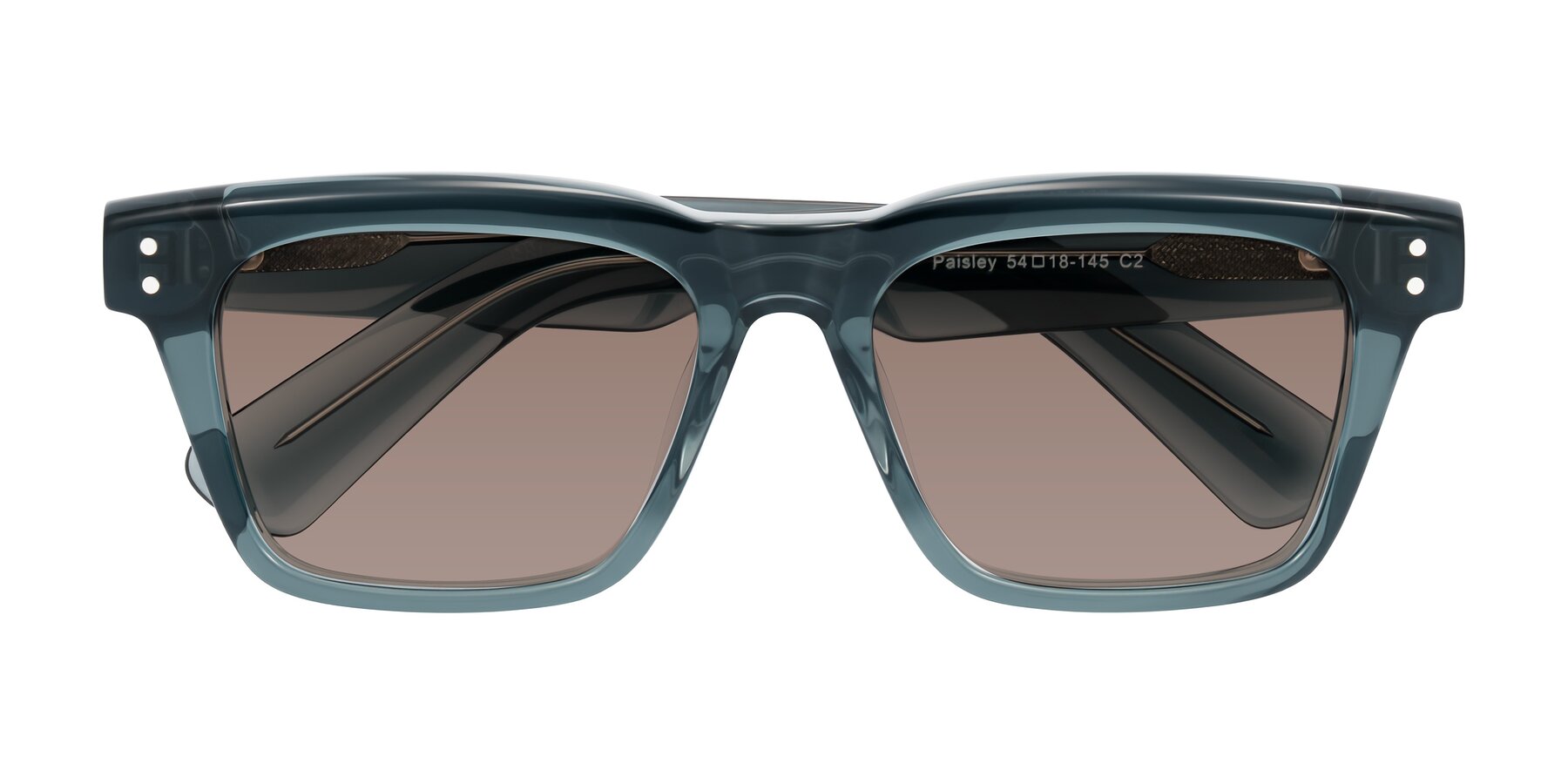 Folded Front of Paisley in Translucent Gray with Medium Brown Tinted Lenses