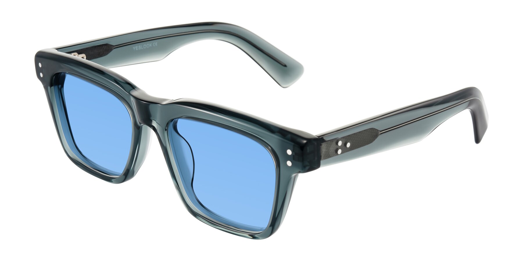 Angle of Paisley in Translucent Gray with Medium Blue Tinted Lenses