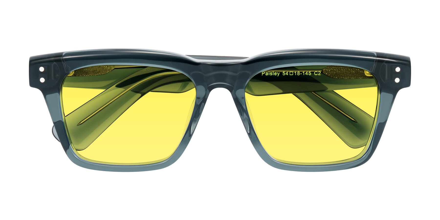 Folded Front of Paisley in Translucent Gray with Medium Yellow Tinted Lenses