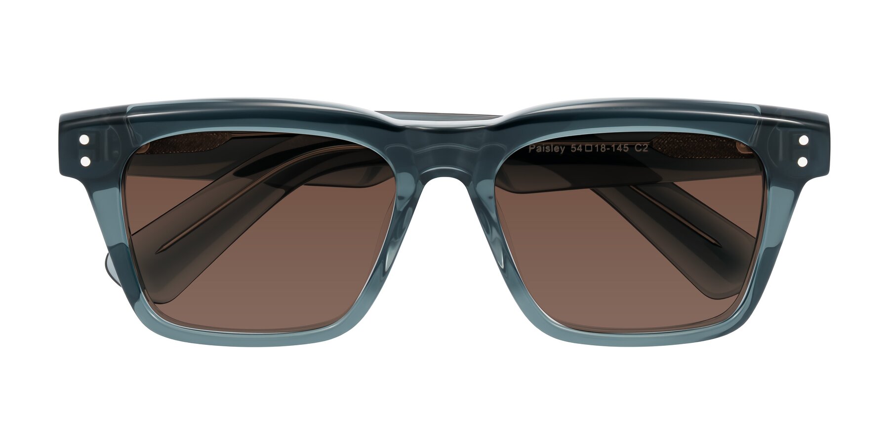 Folded Front of Paisley in Translucent Gray with Brown Tinted Lenses