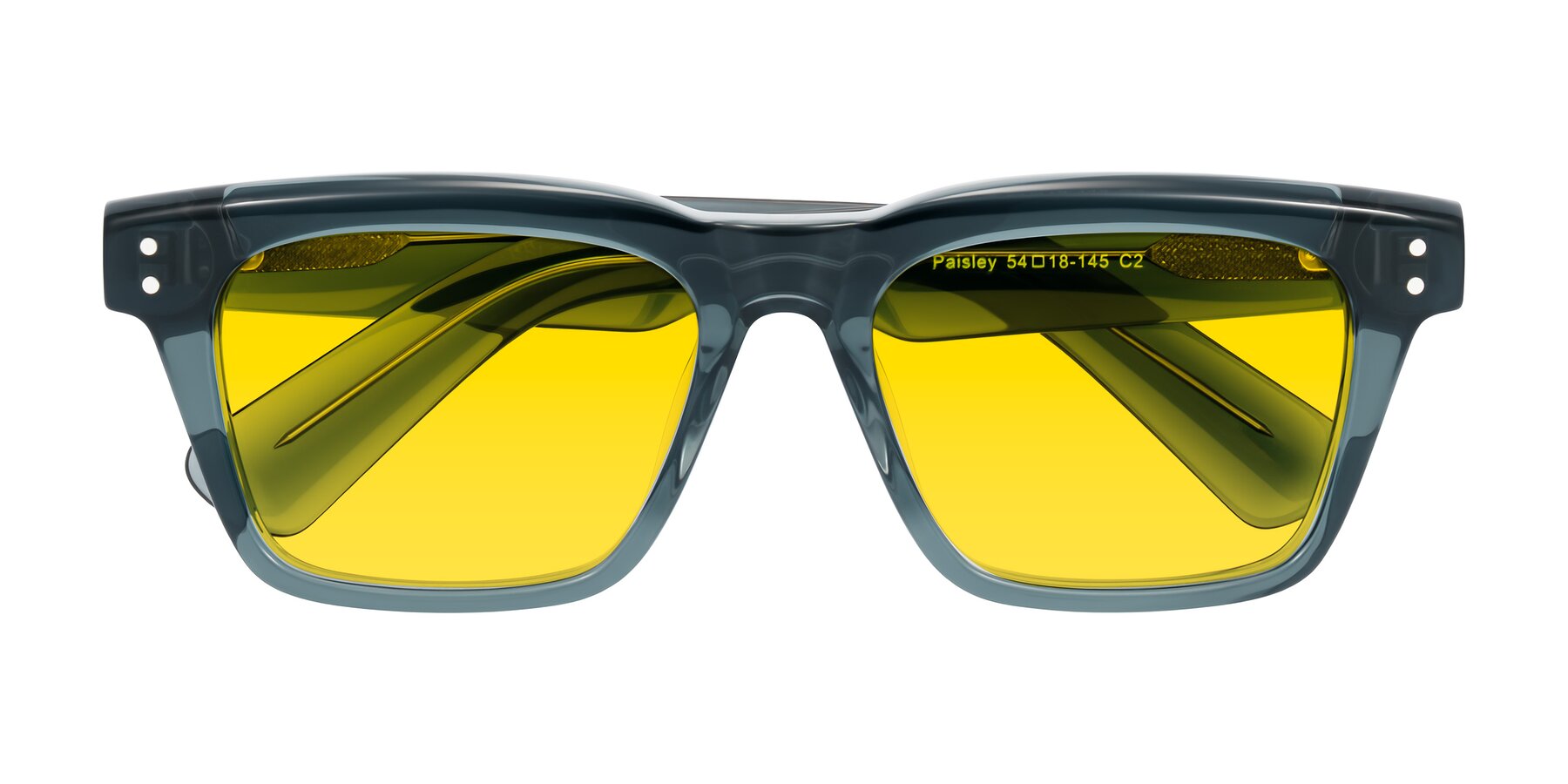Folded Front of Paisley in Translucent Gray with Yellow Tinted Lenses
