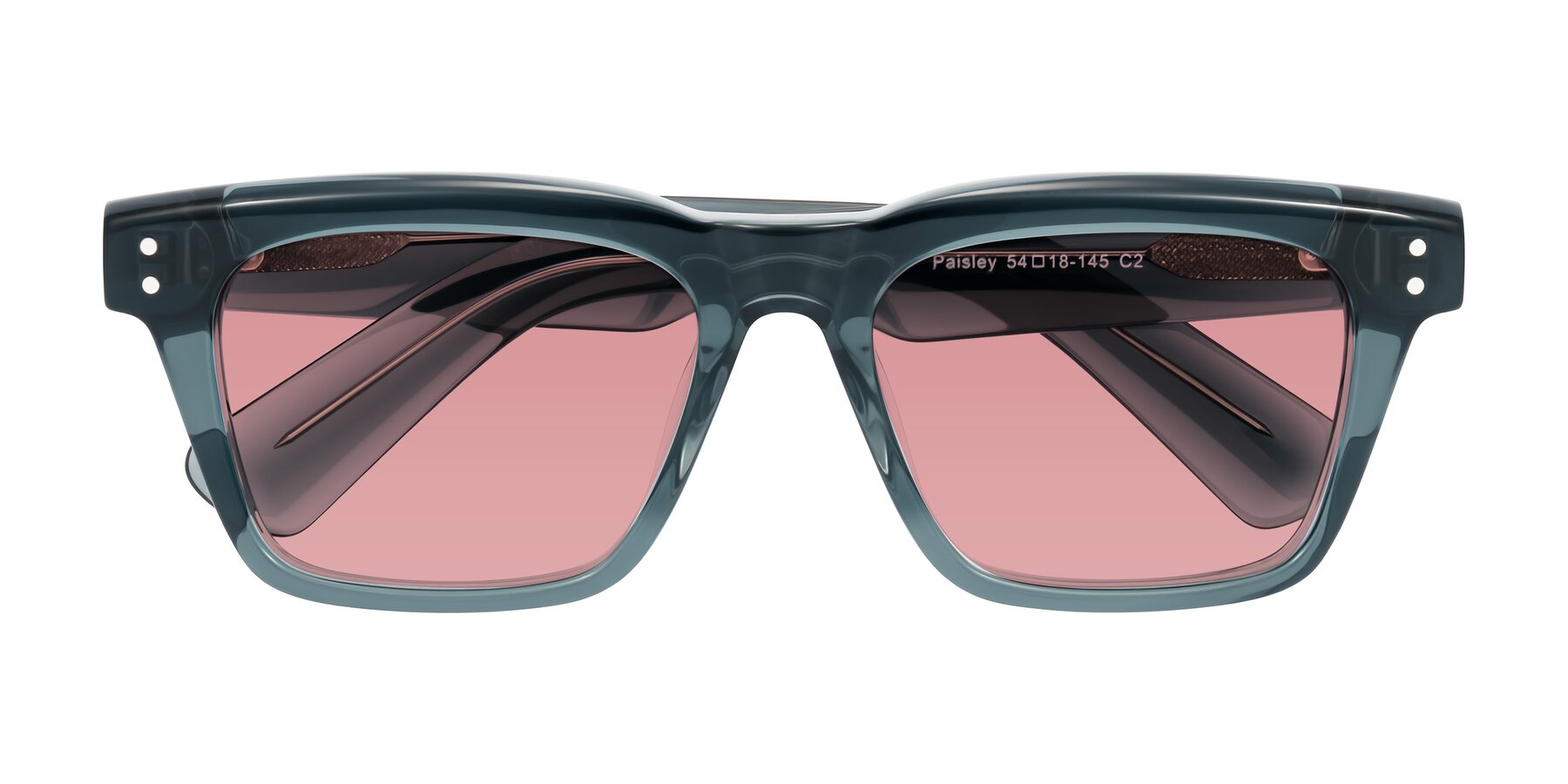 Folded Front of Paisley in Translucent Gray with Medium Garnet Tinted Lenses