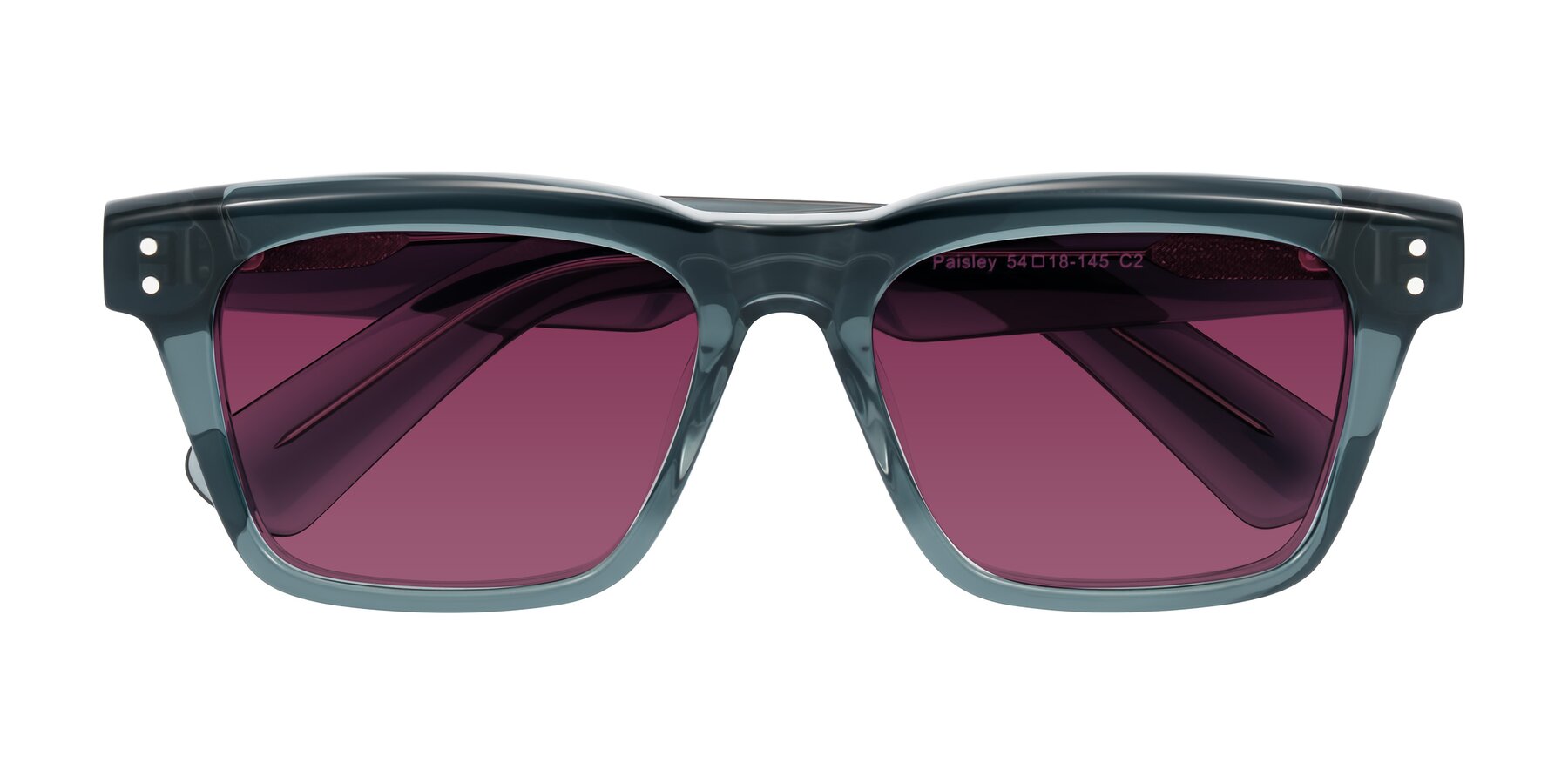 Folded Front of Paisley in Translucent Gray with Wine Tinted Lenses