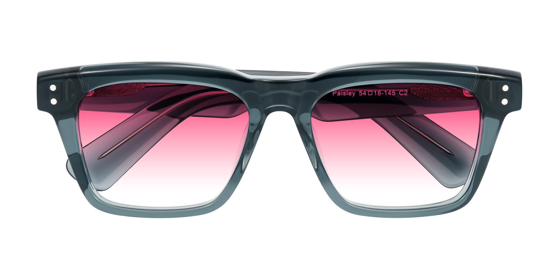 Folded Front of Paisley in Translucent Gray with Pink Gradient Lenses