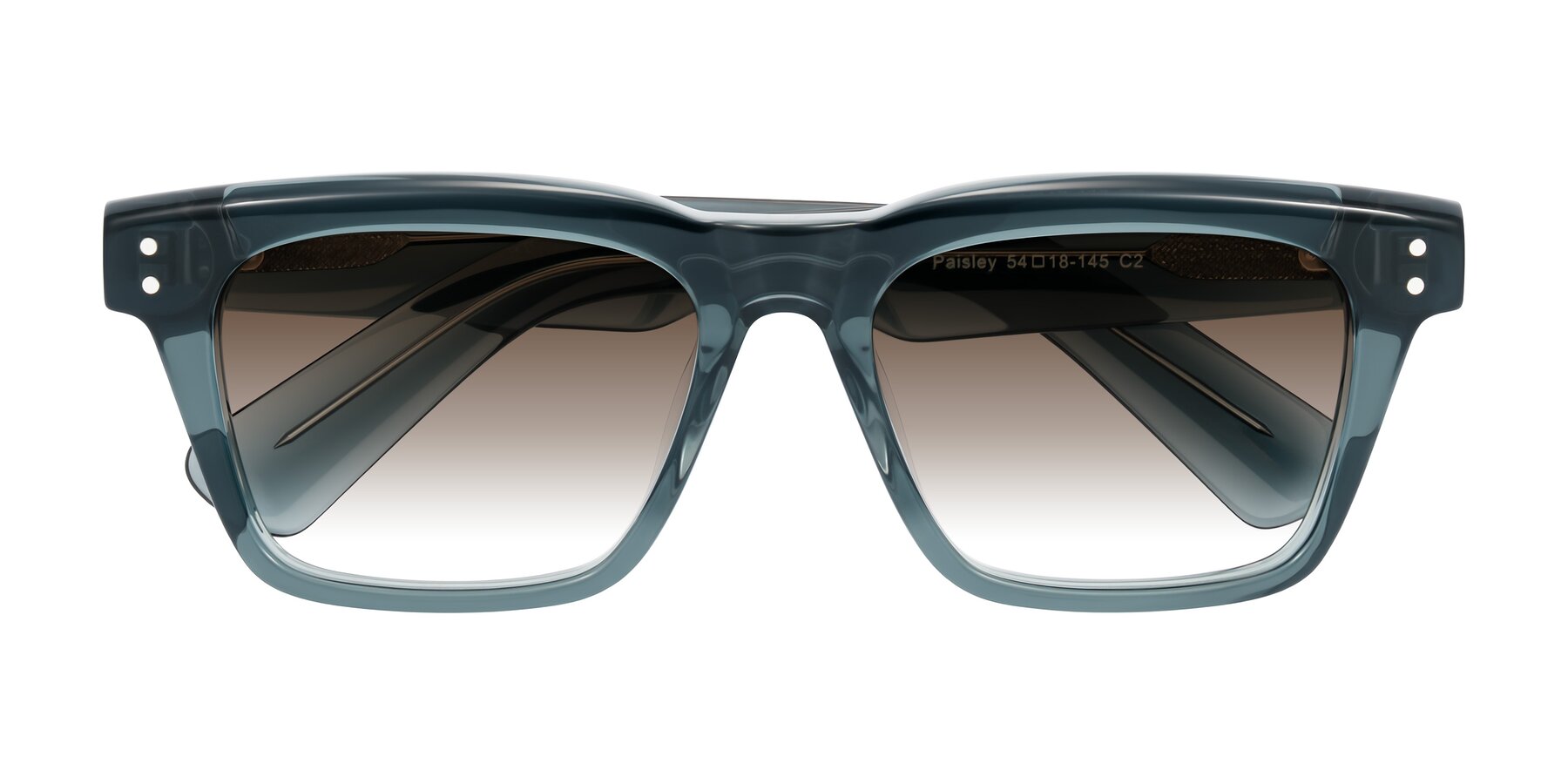 Folded Front of Paisley in Translucent Gray with Brown Gradient Lenses