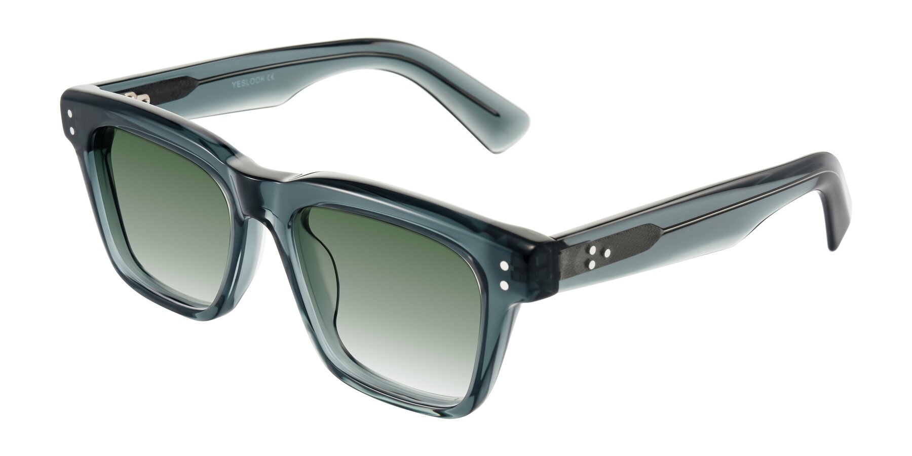 Angle of Paisley in Translucent Gray with Green Gradient Lenses