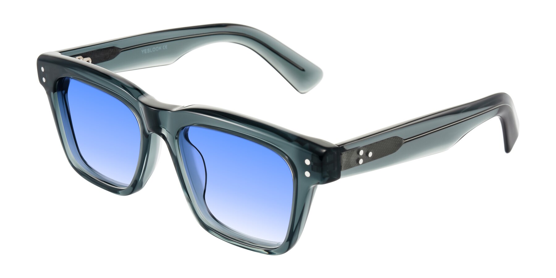 Angle of Paisley in Translucent Gray with Blue Gradient Lenses