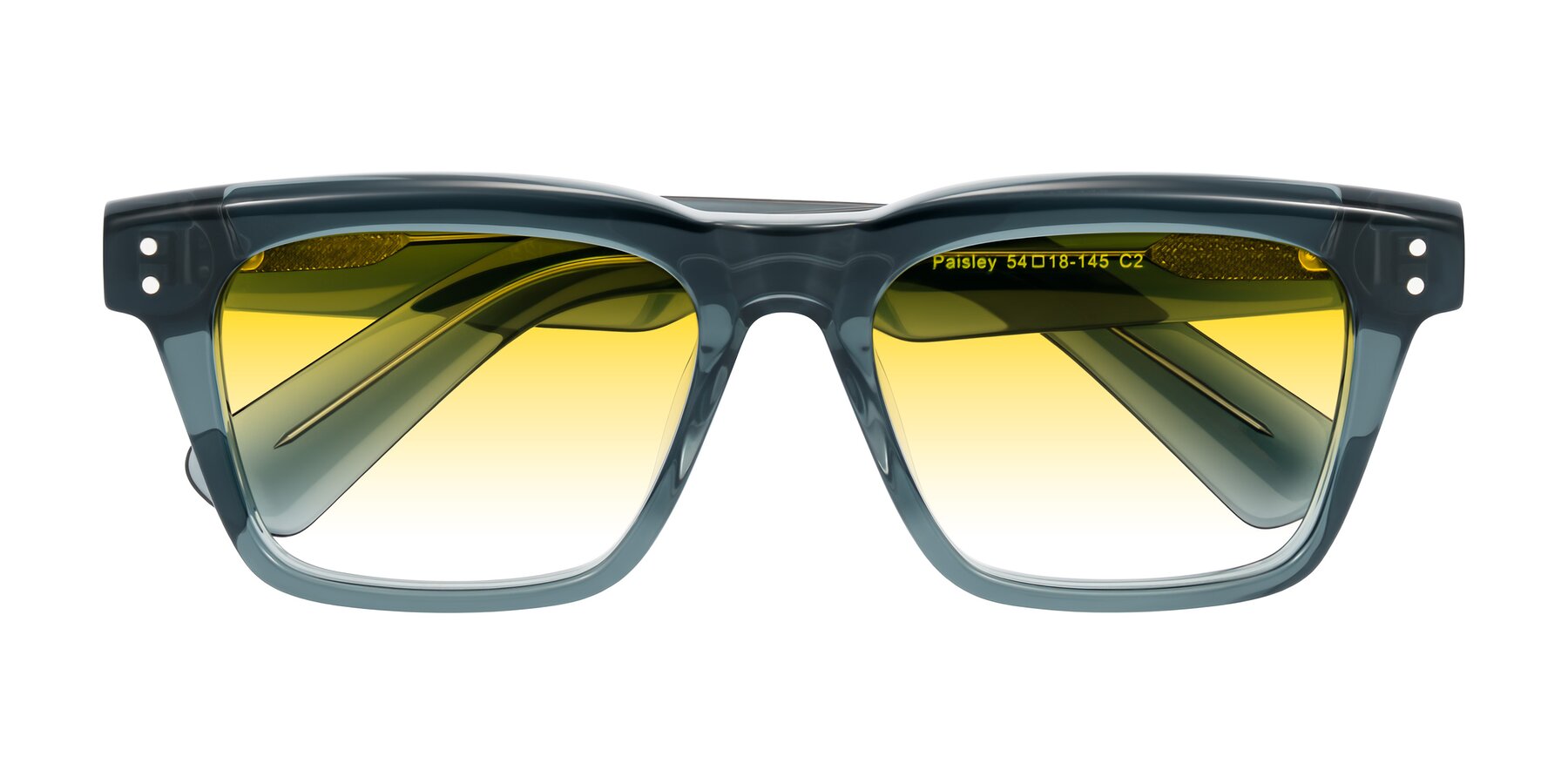 Folded Front of Paisley in Translucent Gray with Yellow Gradient Lenses