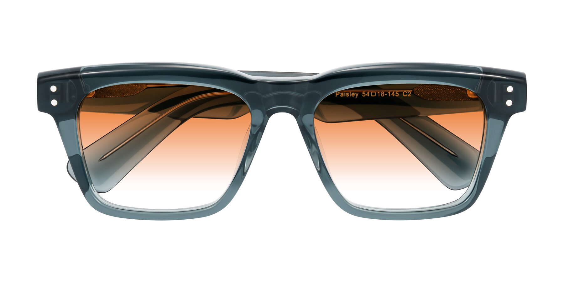 Folded Front of Paisley in Translucent Gray with Orange Gradient Lenses