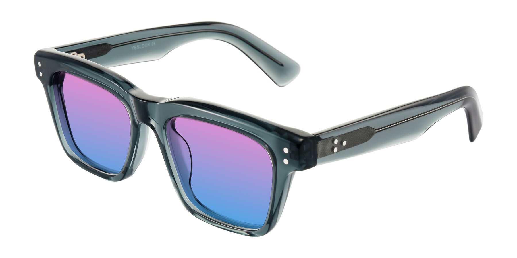 Angle of Paisley in Translucent Gray with Pink / Blue Gradient Lenses