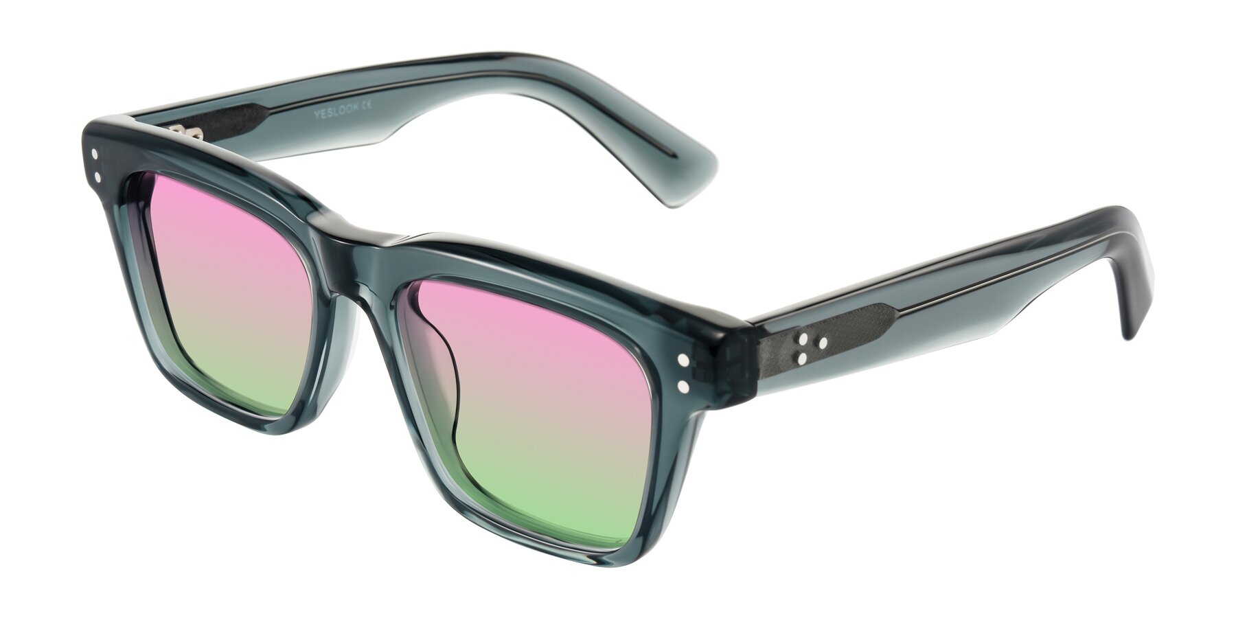 Angle of Paisley in Translucent Gray with Pink / Green Gradient Lenses