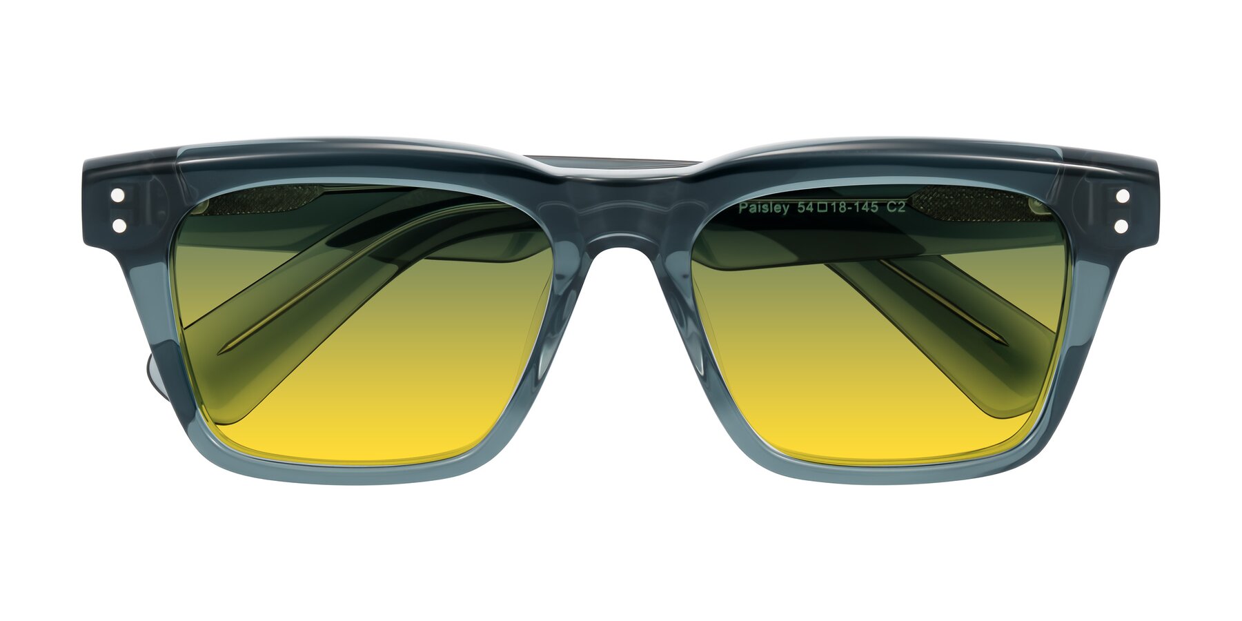 Folded Front of Paisley in Translucent Gray with Green / Yellow Gradient Lenses