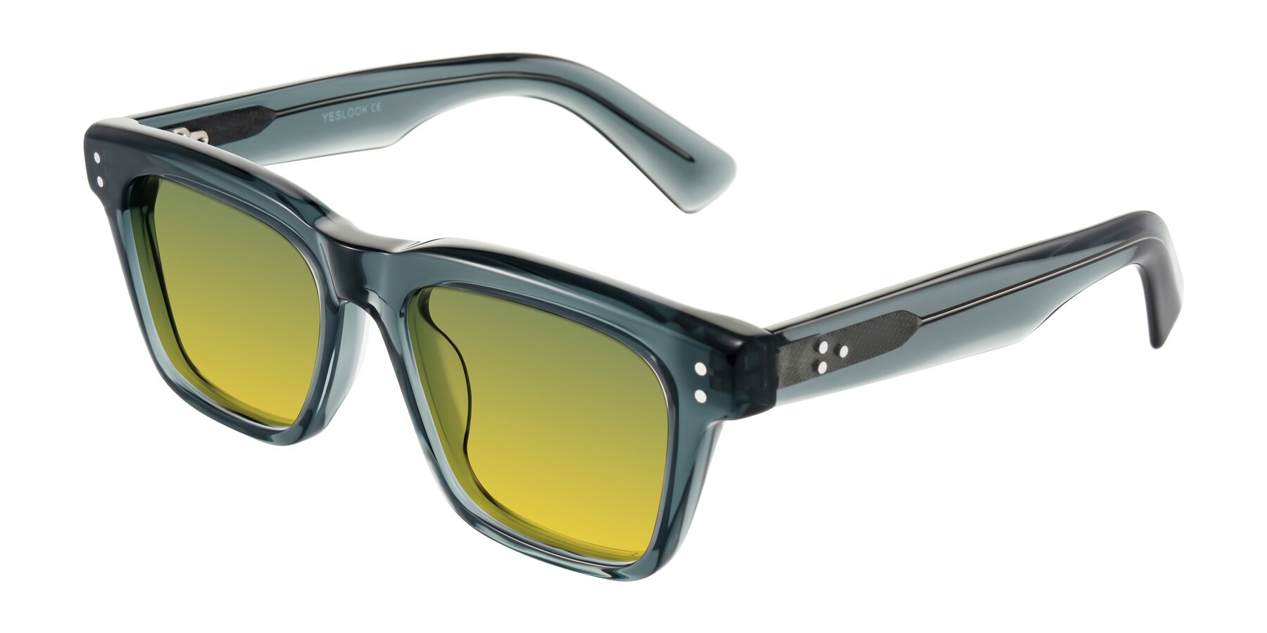Angle of Paisley in Translucent Gray with Green / Yellow Gradient Lenses