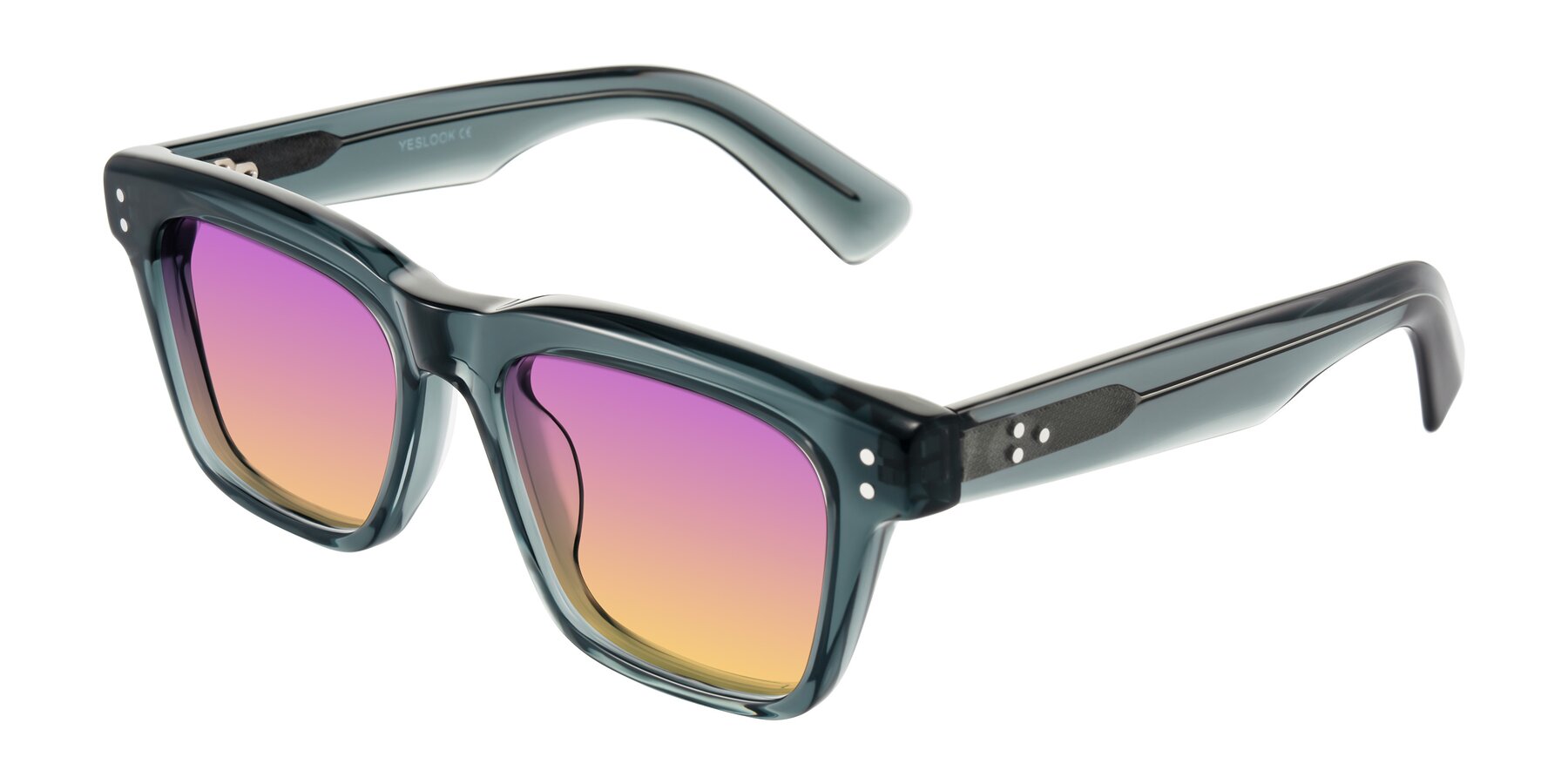 Angle of Paisley in Translucent Gray with Purple / Yellow Gradient Lenses