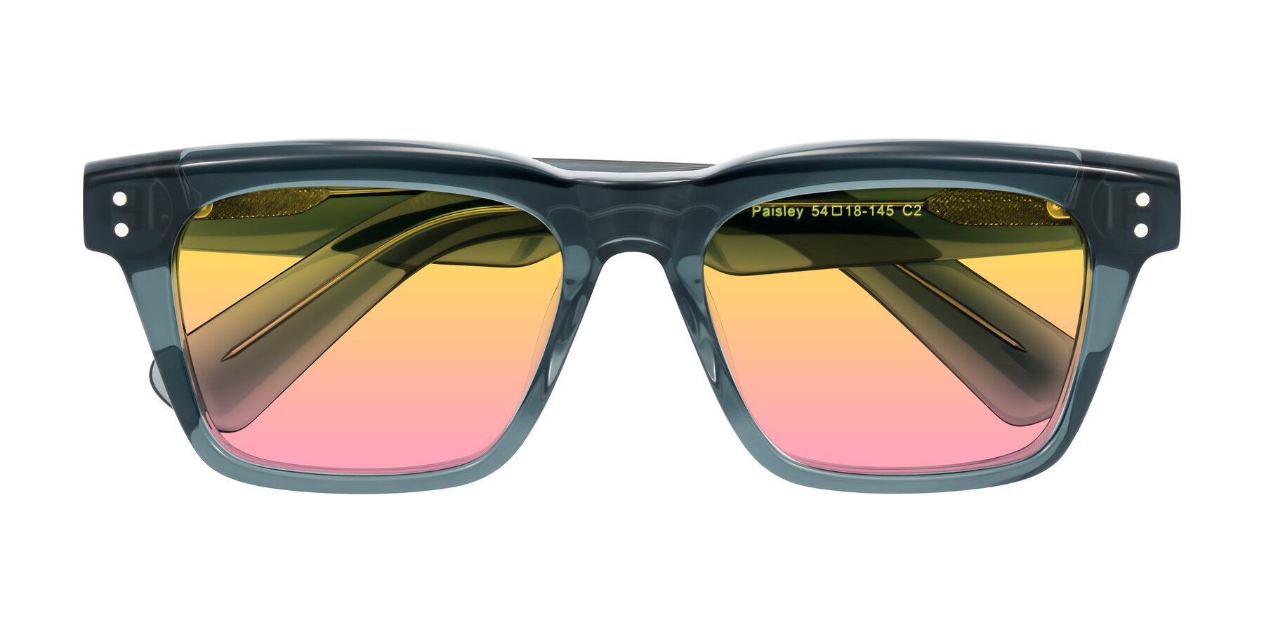 Folded Front of Paisley in Translucent Gray with Yellow / Pink Gradient Lenses