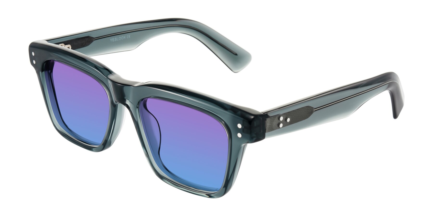 Angle of Paisley in Translucent Gray with Purple / Blue Gradient Lenses