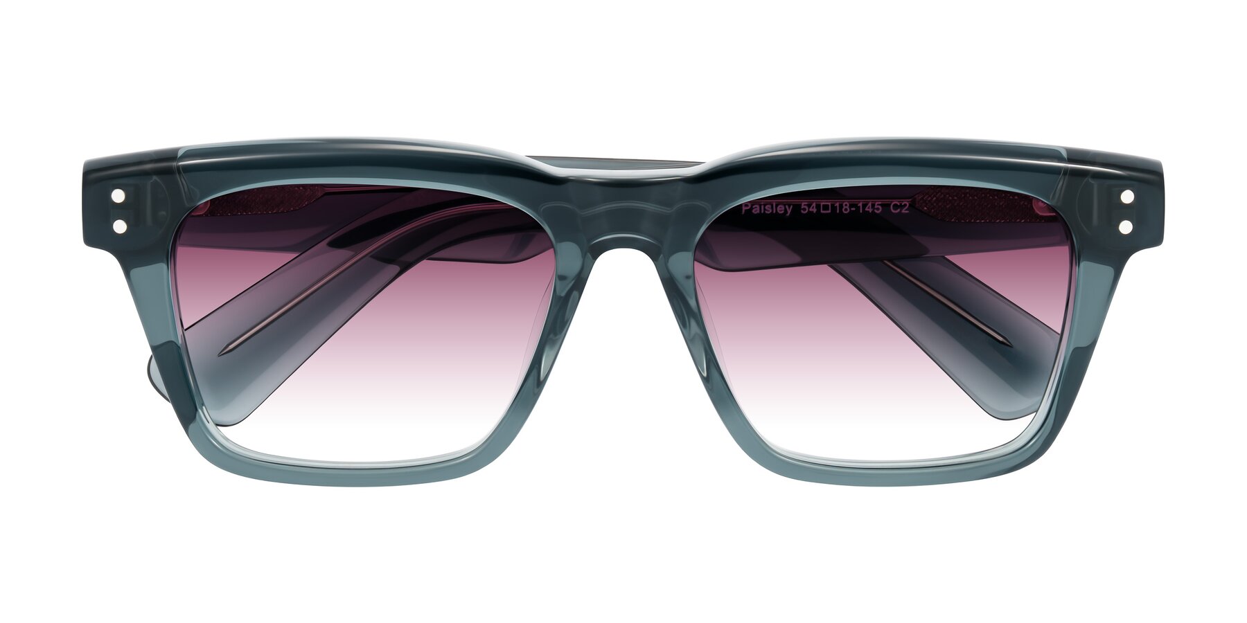 Folded Front of Paisley in Translucent Gray with Wine Gradient Lenses