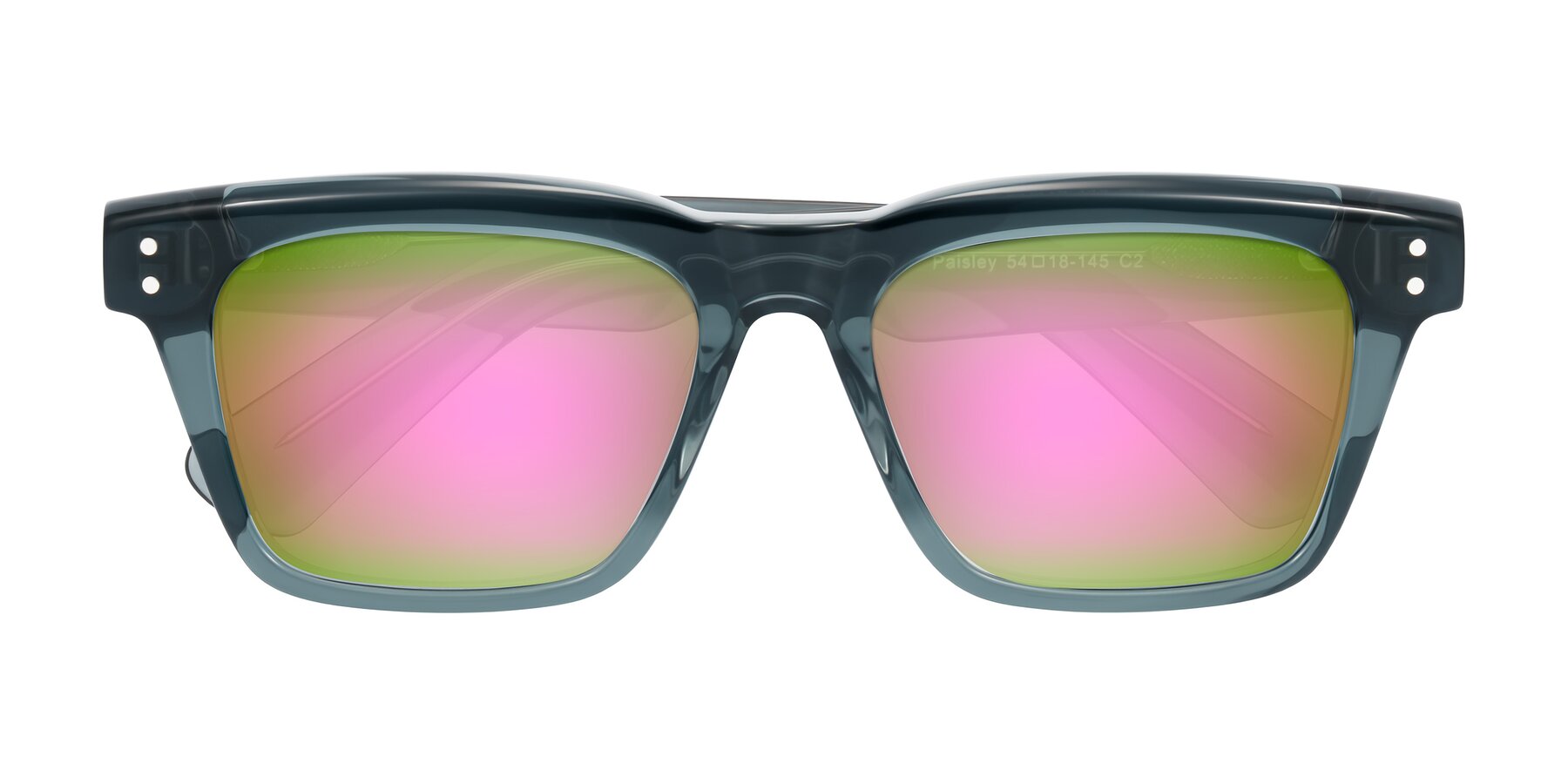 Folded Front of Paisley in Translucent Gray with Pink Mirrored Lenses