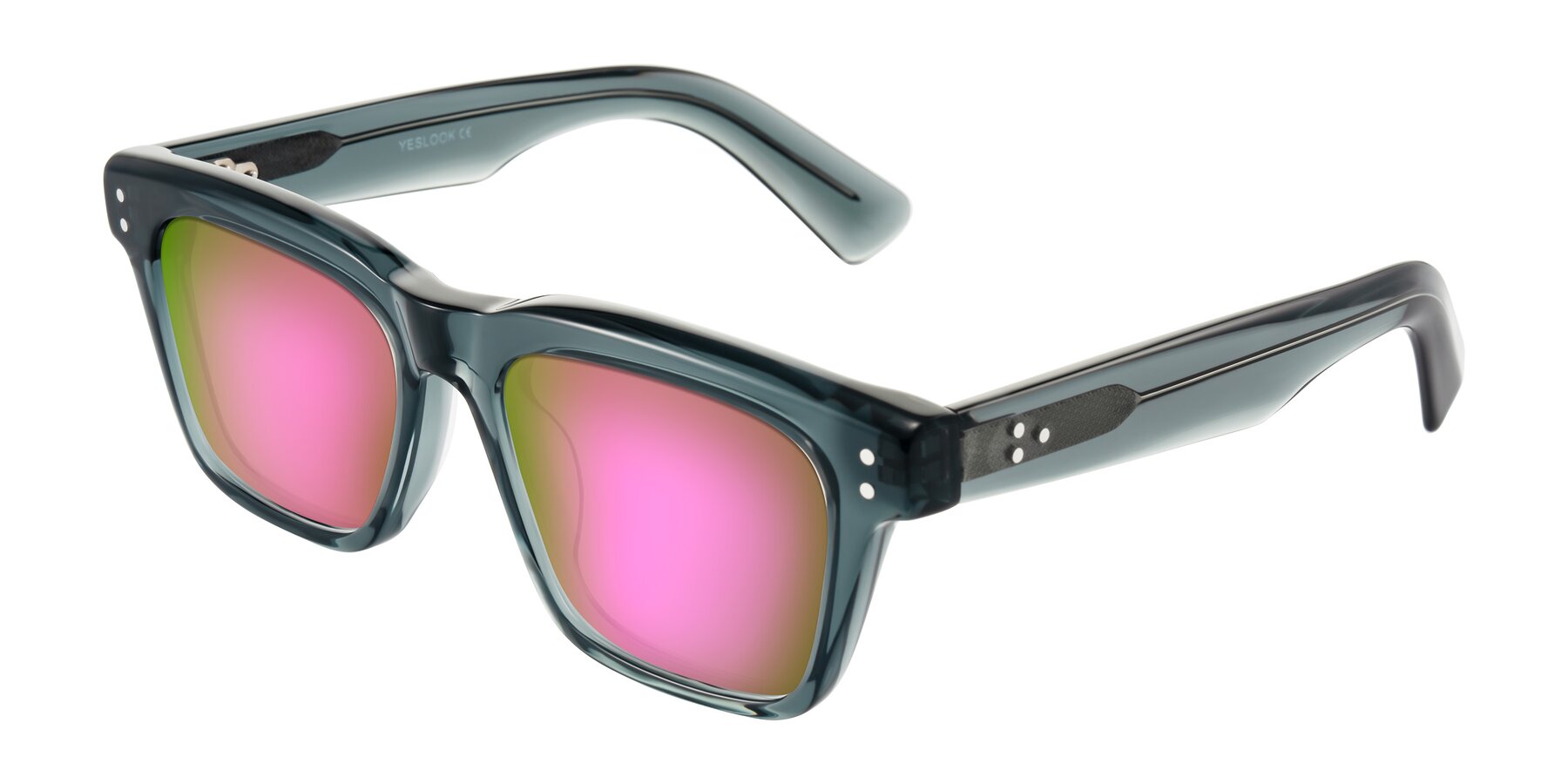 Angle of Paisley in Translucent Gray with Pink Mirrored Lenses