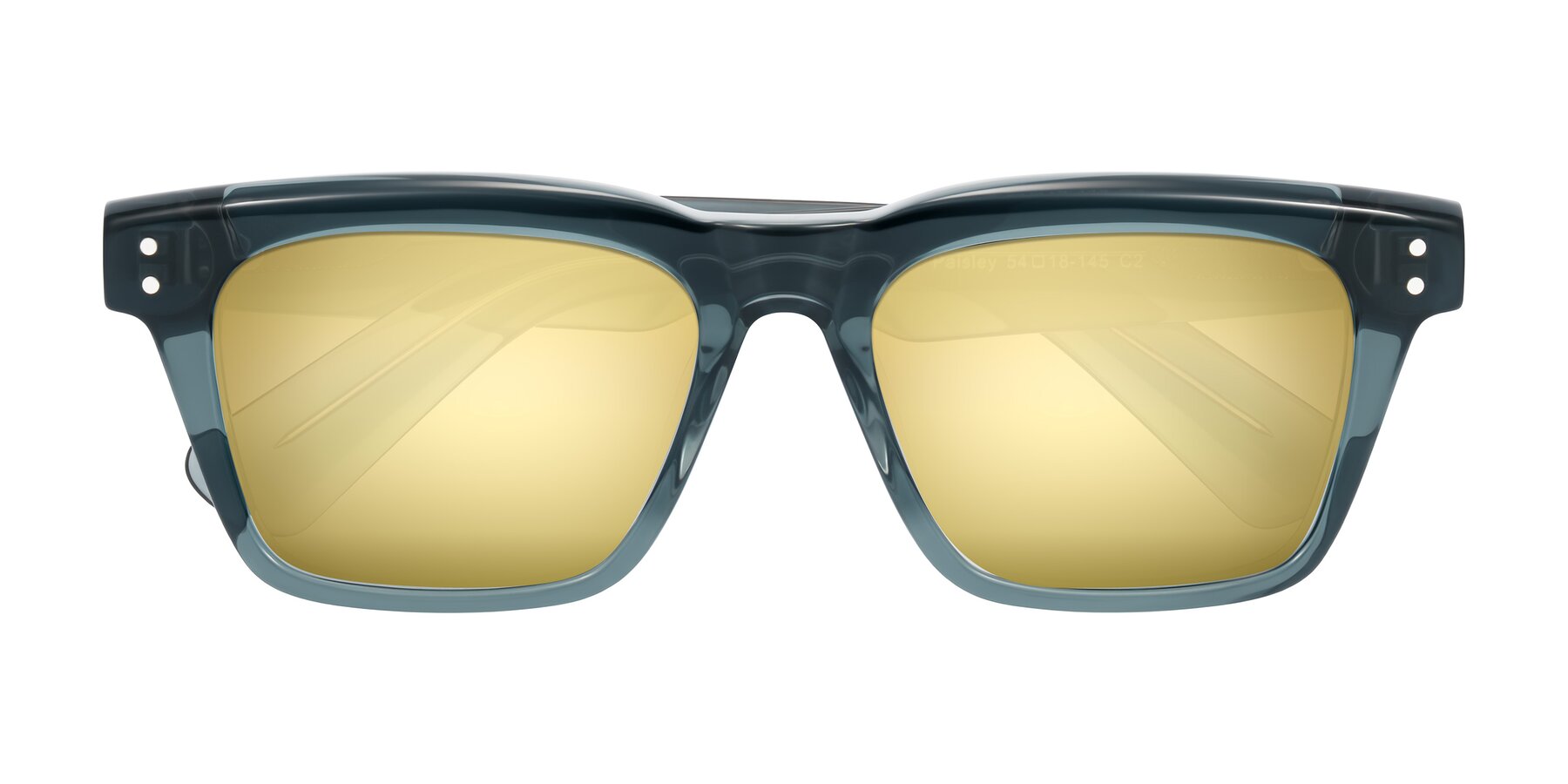 Folded Front of Paisley in Translucent Gray with Gold Mirrored Lenses