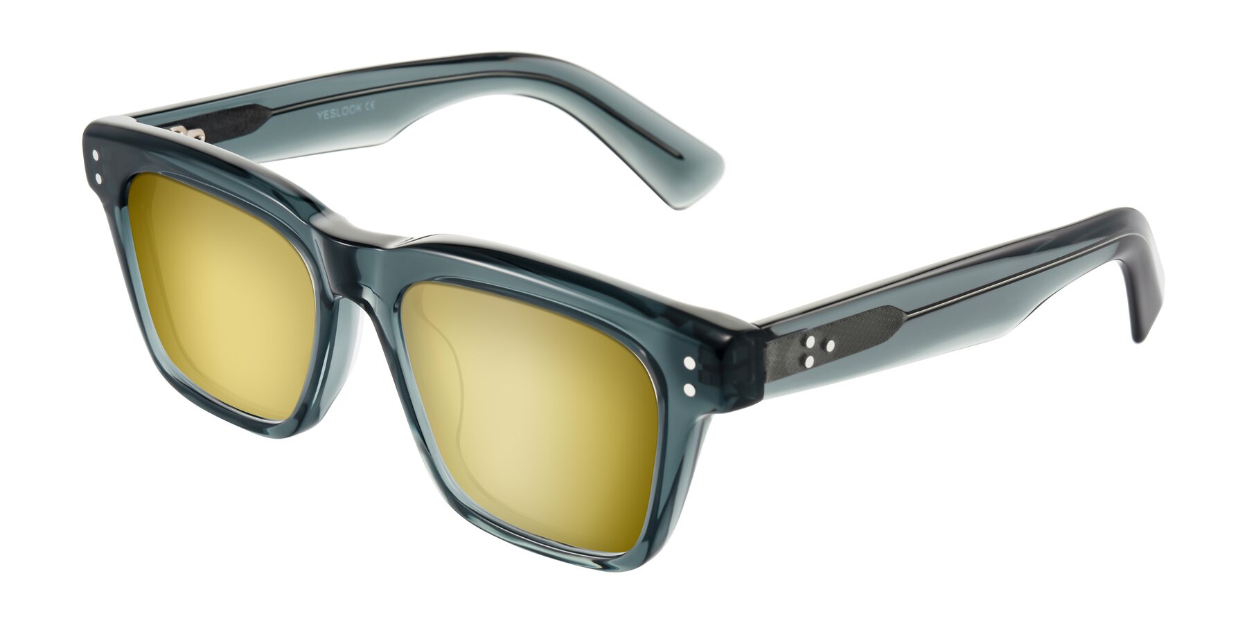 Angle of Paisley in Translucent Gray with Gold Mirrored Lenses