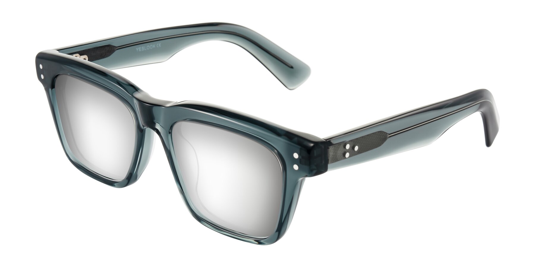 Angle of Paisley in Translucent Gray with Silver Mirrored Lenses