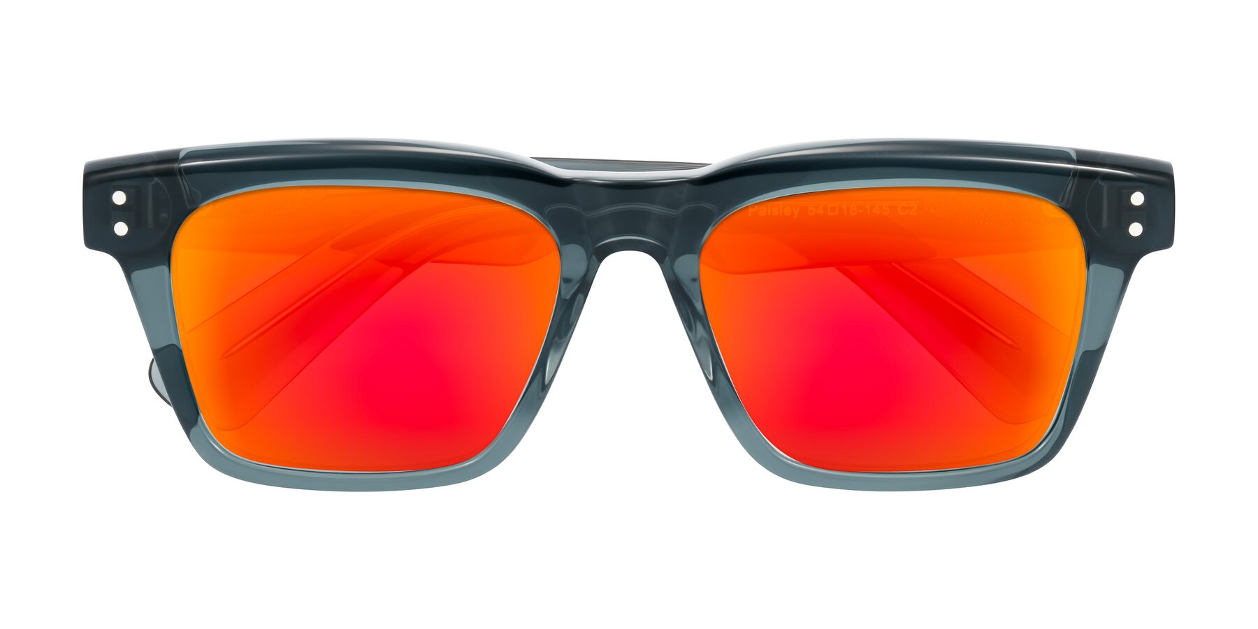 Folded Front of Paisley in Translucent Gray with Red Gold Mirrored Lenses