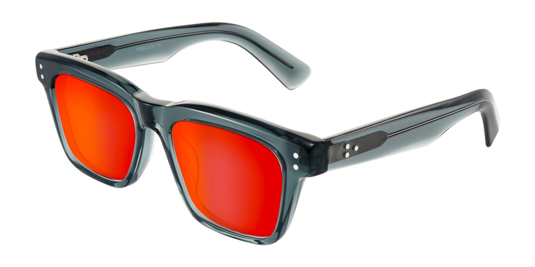 Angle of Paisley in Translucent Gray with Red Gold Mirrored Lenses