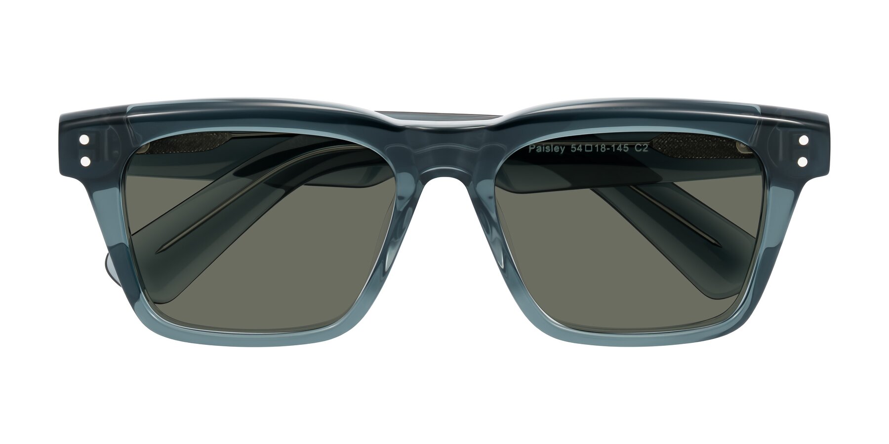 Folded Front of Paisley in Translucent Gray with Gray Polarized Lenses