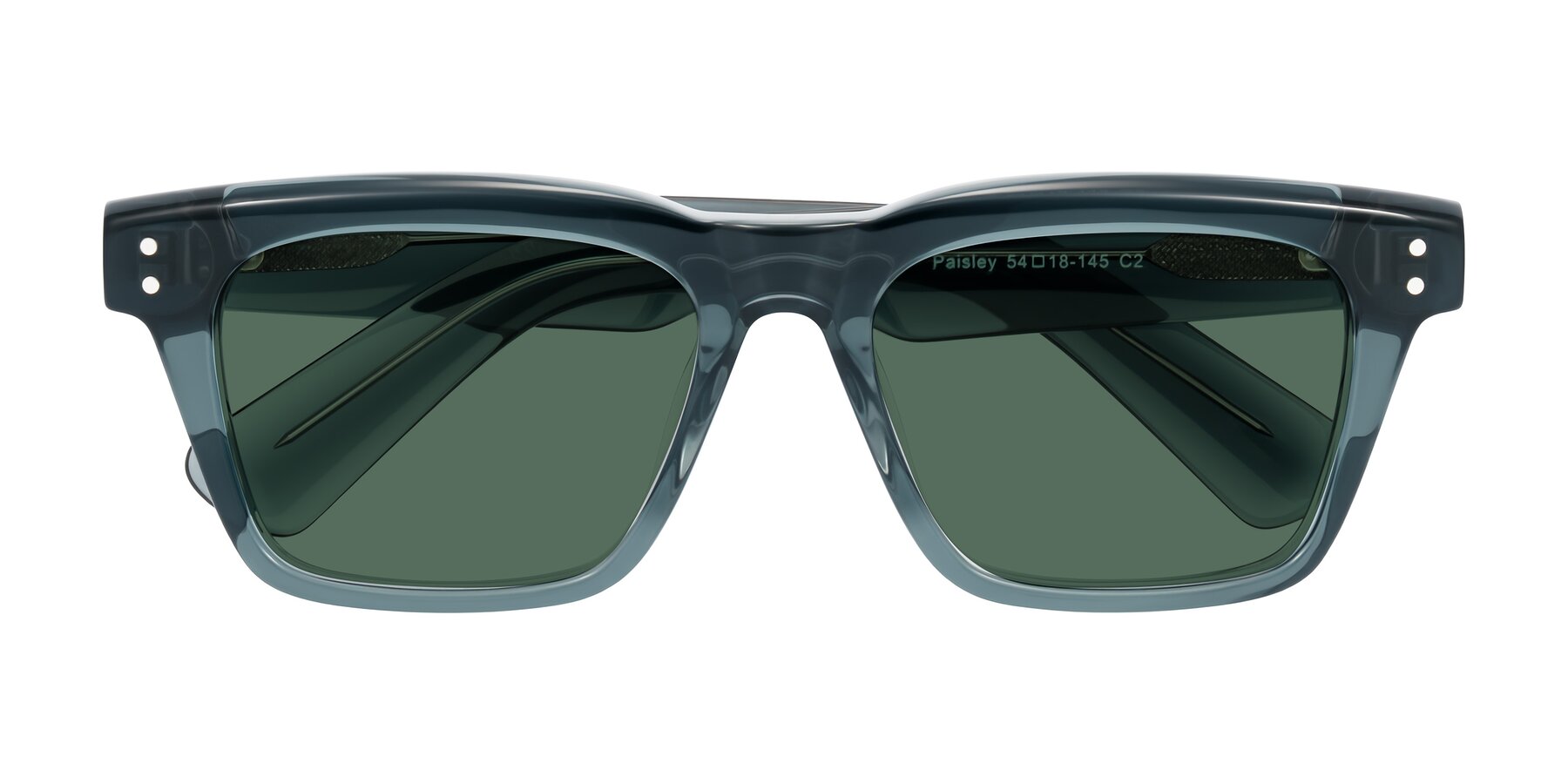 Folded Front of Paisley in Translucent Gray with Green Polarized Lenses