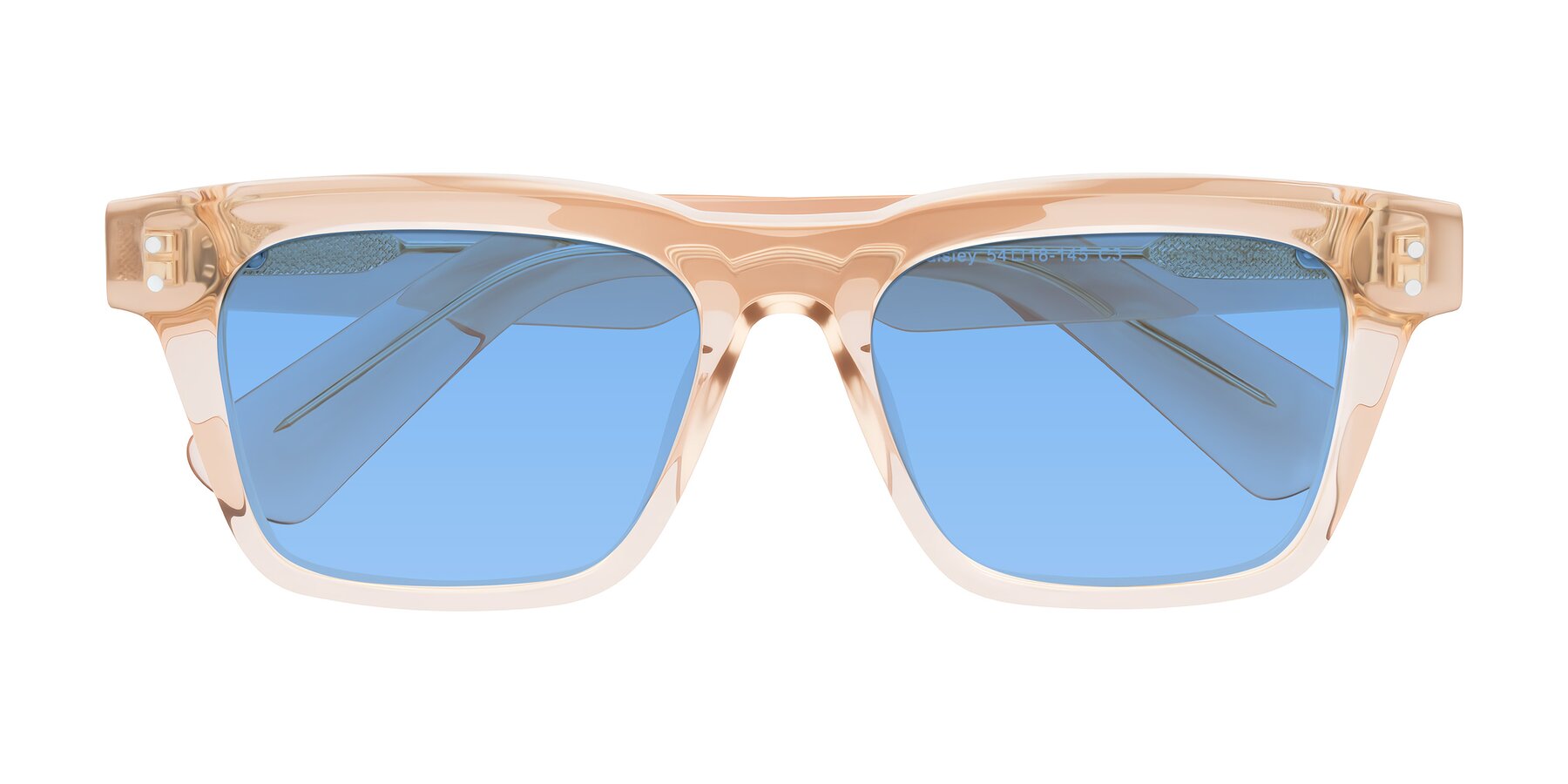Folded Front of Paisley in Translucent Brown with Medium Blue Tinted Lenses