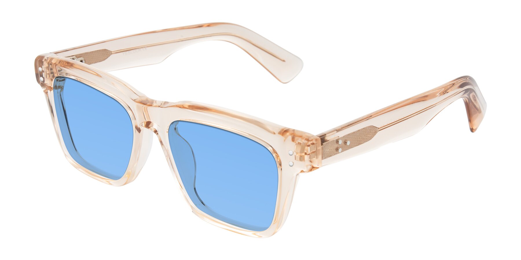 Angle of Paisley in Translucent Brown with Medium Blue Tinted Lenses