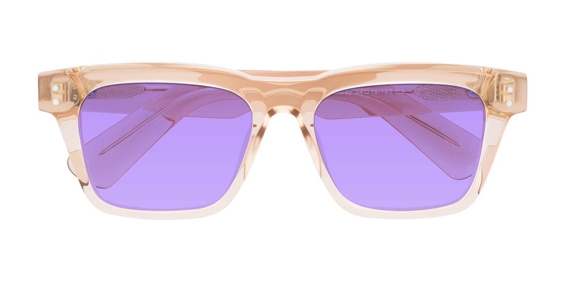 Folded Front of Paisley in Translucent Brown with Medium Purple Tinted Lenses