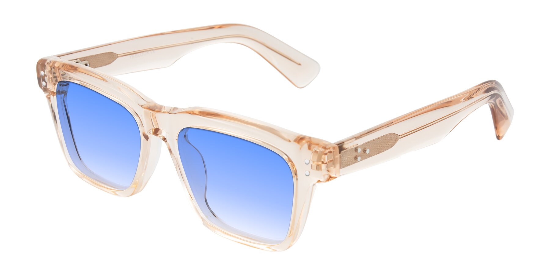 Angle of Paisley in Translucent Brown with Blue Gradient Lenses