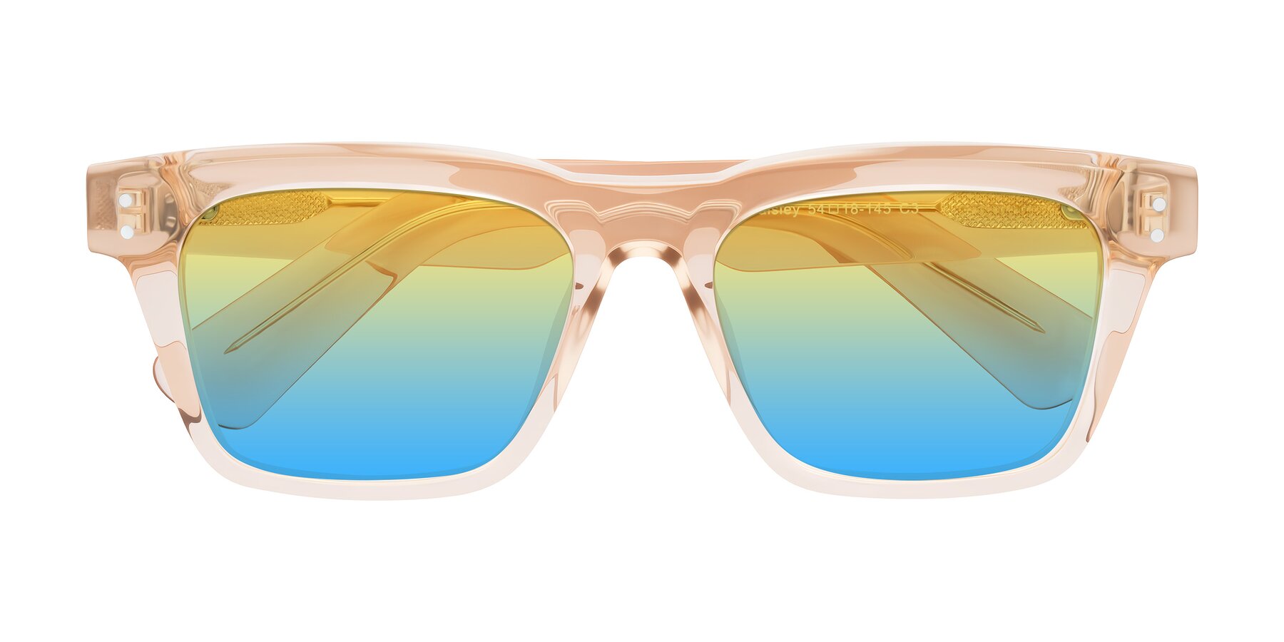 Folded Front of Paisley in Translucent Brown with Yellow / Blue Gradient Lenses