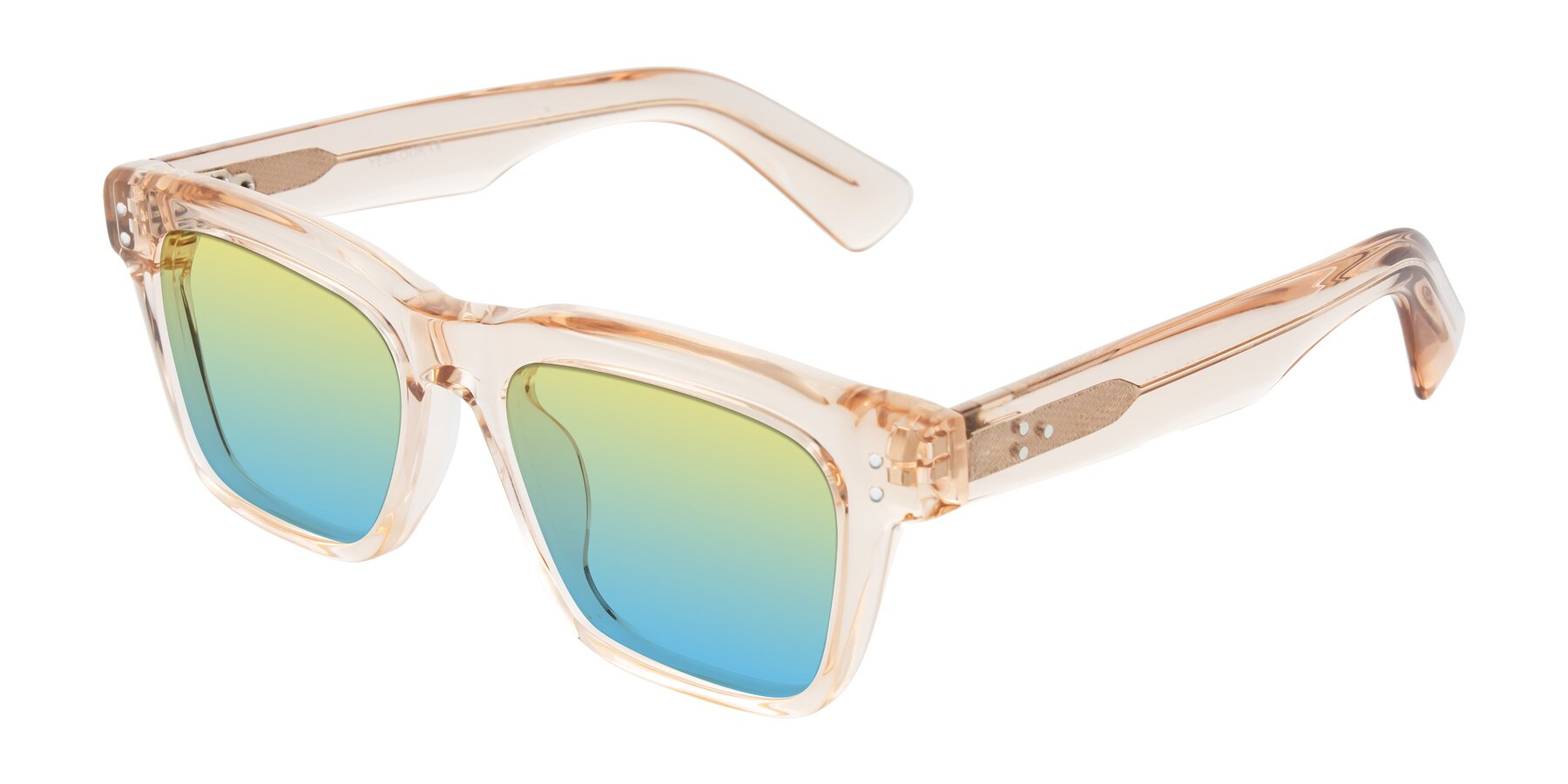 Angle of Paisley in Translucent Brown with Yellow / Blue Gradient Lenses