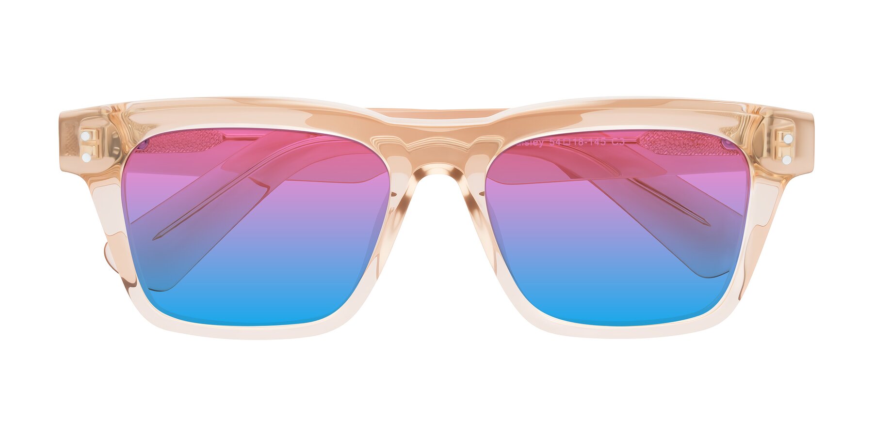 Folded Front of Paisley in Translucent Brown with Pink / Blue Gradient Lenses
