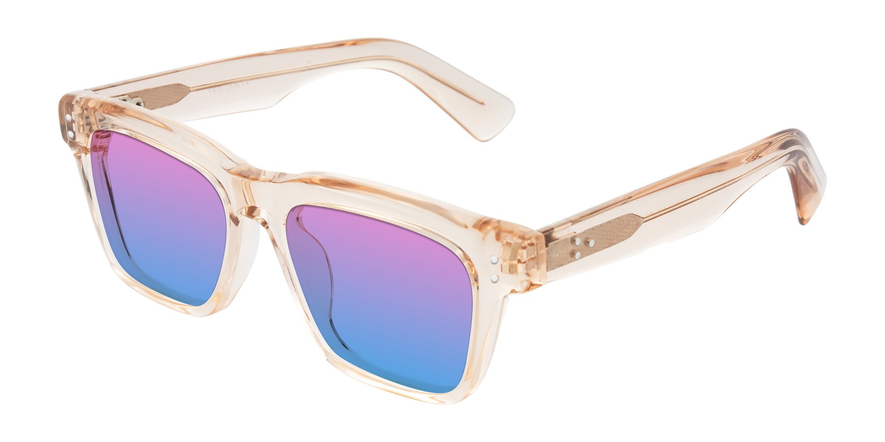 Angle of Paisley in Translucent Brown with Pink / Blue Gradient Lenses